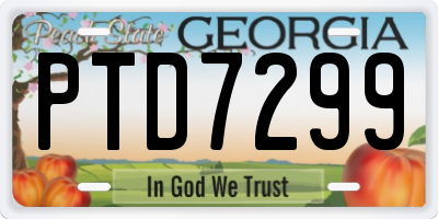 GA license plate PTD7299