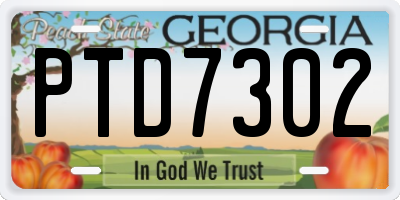 GA license plate PTD7302