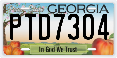 GA license plate PTD7304