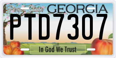 GA license plate PTD7307