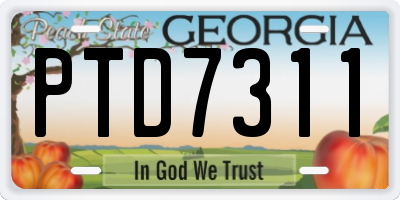 GA license plate PTD7311