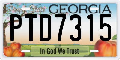 GA license plate PTD7315