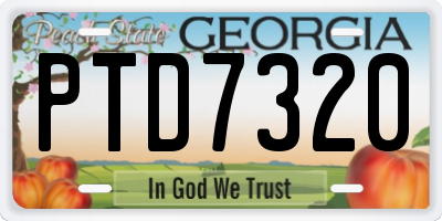 GA license plate PTD7320