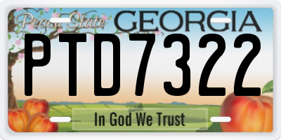 GA license plate PTD7322
