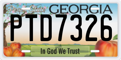 GA license plate PTD7326
