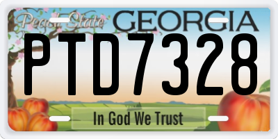 GA license plate PTD7328