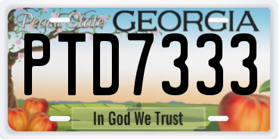 GA license plate PTD7333
