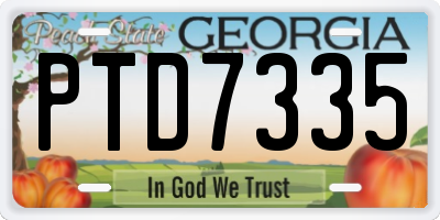 GA license plate PTD7335