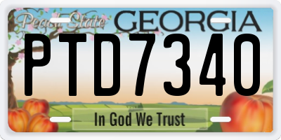 GA license plate PTD7340