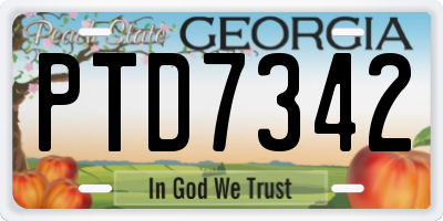 GA license plate PTD7342