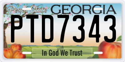 GA license plate PTD7343