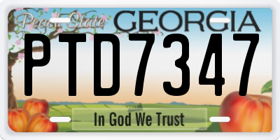 GA license plate PTD7347