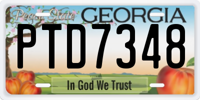 GA license plate PTD7348
