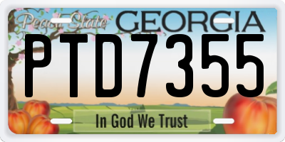 GA license plate PTD7355