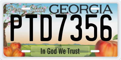 GA license plate PTD7356