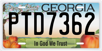 GA license plate PTD7362