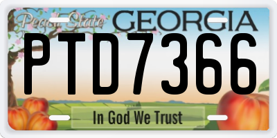 GA license plate PTD7366