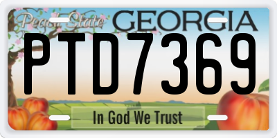 GA license plate PTD7369
