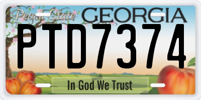 GA license plate PTD7374