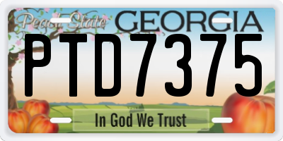 GA license plate PTD7375