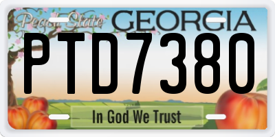 GA license plate PTD7380