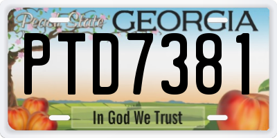 GA license plate PTD7381