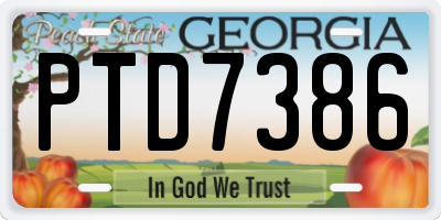 GA license plate PTD7386