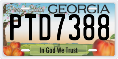 GA license plate PTD7388