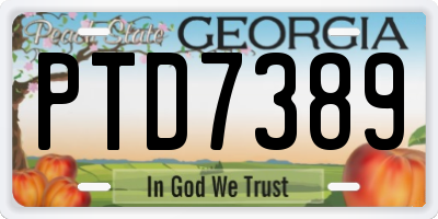 GA license plate PTD7389