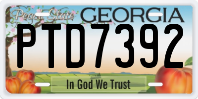 GA license plate PTD7392