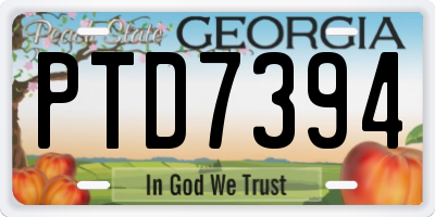 GA license plate PTD7394