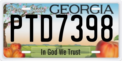 GA license plate PTD7398