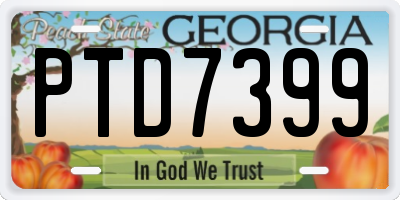 GA license plate PTD7399