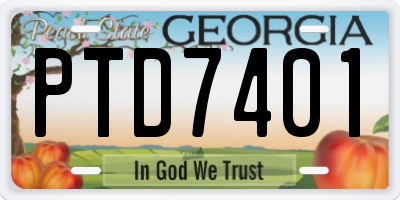 GA license plate PTD7401