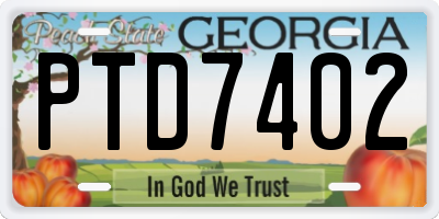 GA license plate PTD7402