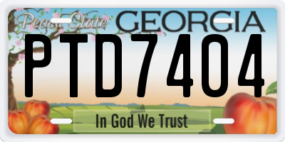 GA license plate PTD7404