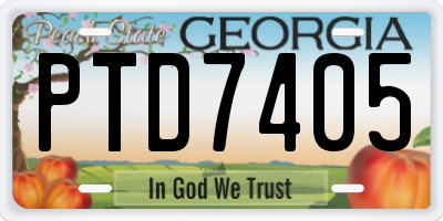 GA license plate PTD7405