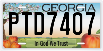 GA license plate PTD7407