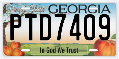 GA license plate PTD7409