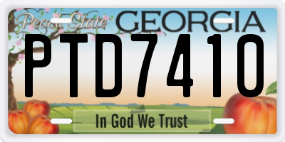 GA license plate PTD7410