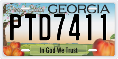 GA license plate PTD7411