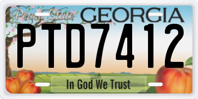 GA license plate PTD7412