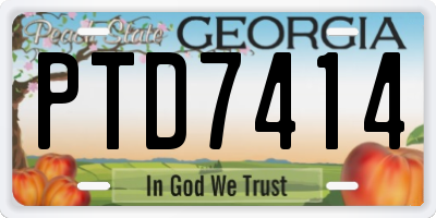 GA license plate PTD7414