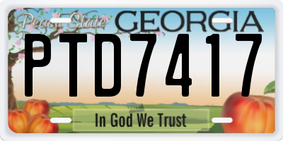 GA license plate PTD7417