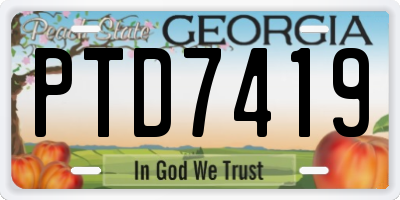 GA license plate PTD7419