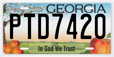 GA license plate PTD7420