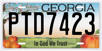 GA license plate PTD7423