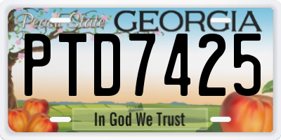 GA license plate PTD7425