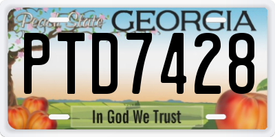 GA license plate PTD7428