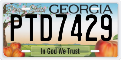 GA license plate PTD7429